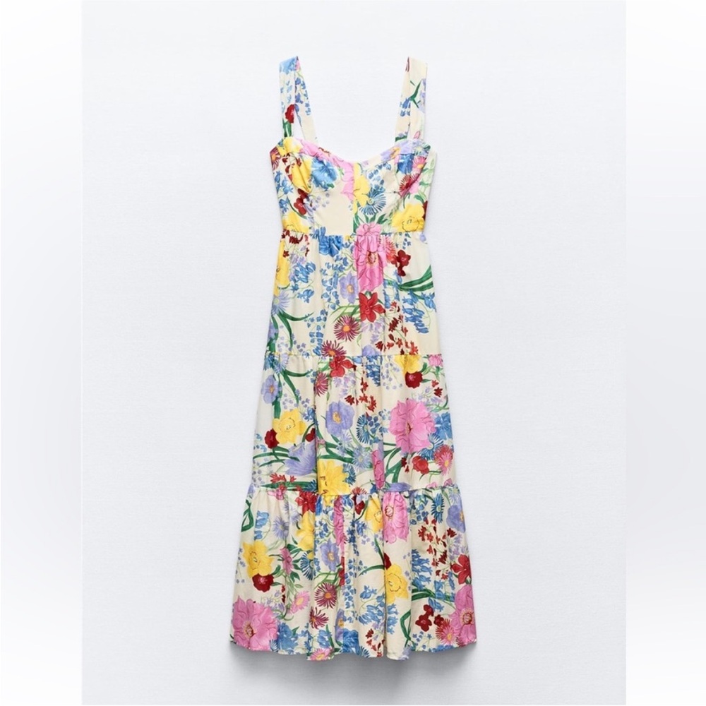 Zara floral print multi-colored dress - Picture 1 of 4